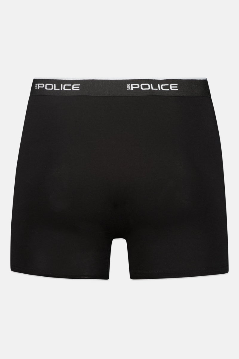 833 POLICE Men 3 Pcs Brand Logo Boxer Shorts, Black - Image 2