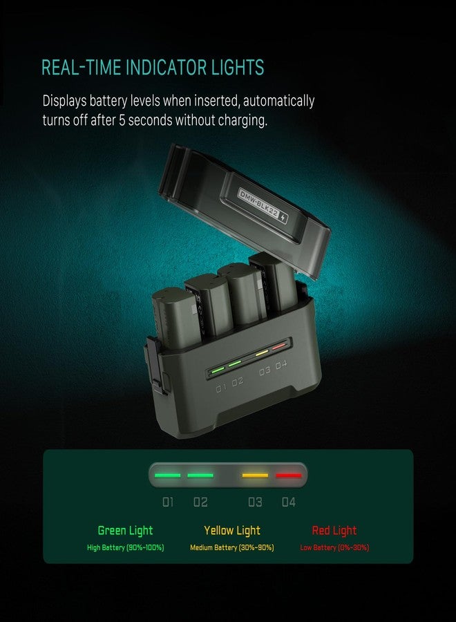 Tilta DMW-BLK22 Portable Charging Station - Green | Charge 4 Batteries w/USB-C PD 45W Fast Charge | Safe for Lumix DC-S5, S5II, S5IIX, S5M2, S5M2X, S1RII, GH6, GH6L, GH5II, G9M2 - Image 2