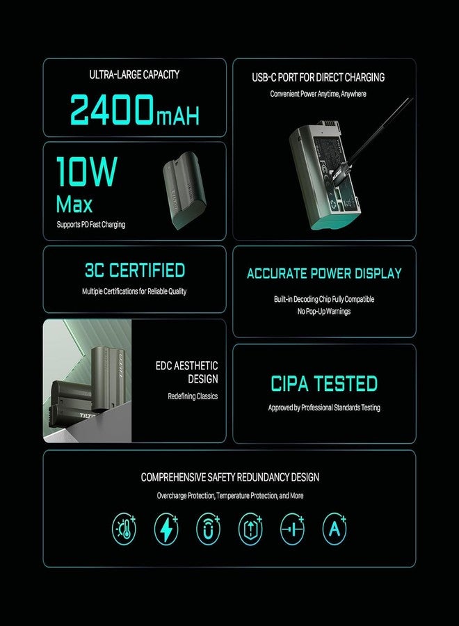 Tilta DMW-BLK22 Portable Charging Station - Green | Charge 4 Batteries w/USB-C PD 45W Fast Charge | Safe for Lumix DC-S5, S5II, S5IIX, S5M2, S5M2X, S1RII, GH6, GH6L, GH5II, G9M2 - Image 4