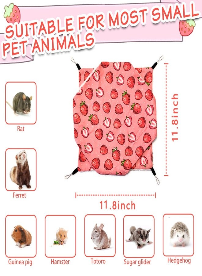 LEFTSTARER Rat Ferret Hammock Toy and Cage Accessories for Guinea Pig Hamster Rat Sugar Glider Ferret Parrot to Hide Sleep Play (Strawberry) - Image 4