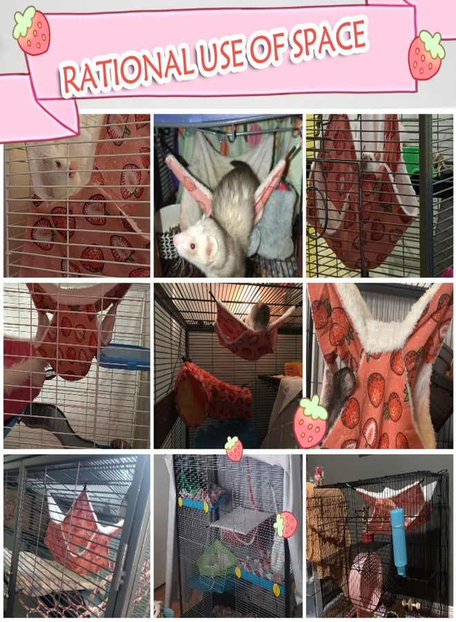 LEFTSTARER Rat Ferret Hammock Toy and Cage Accessories for Guinea Pig Hamster Rat Sugar Glider Ferret Parrot to Hide Sleep Play (Strawberry) - Image 3