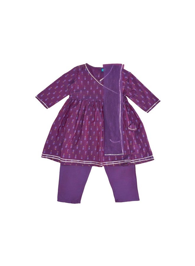 YU by Pantaloons Girl's Polyester Flared Kurta (110149320008_Purple - Image 1