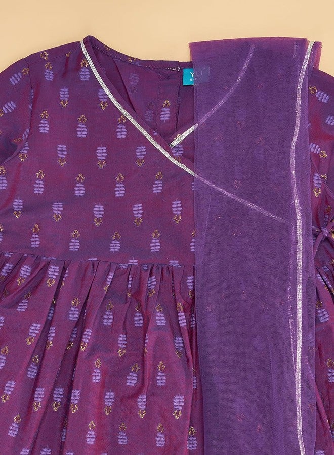 YU by Pantaloons Girl's Polyester Flared Kurta (110149320008_Purple - Image 5