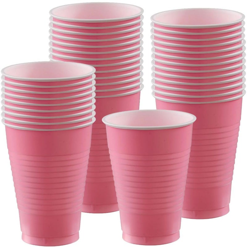 Amscan New Pink Plastic Cups Pack of 20 12 oz Versatile Drinkware for Indoor Outdoor Parties Weddings Birthdays Celebrations More - Image 3