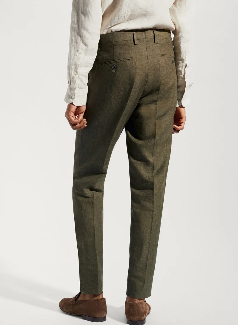 Mango Man Essential Linen Slim Fit Trousers