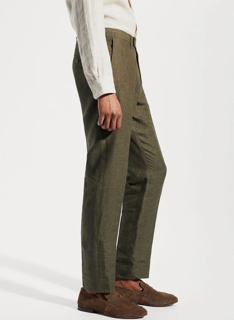 Mango Man Essential Linen Slim Fit Trousers