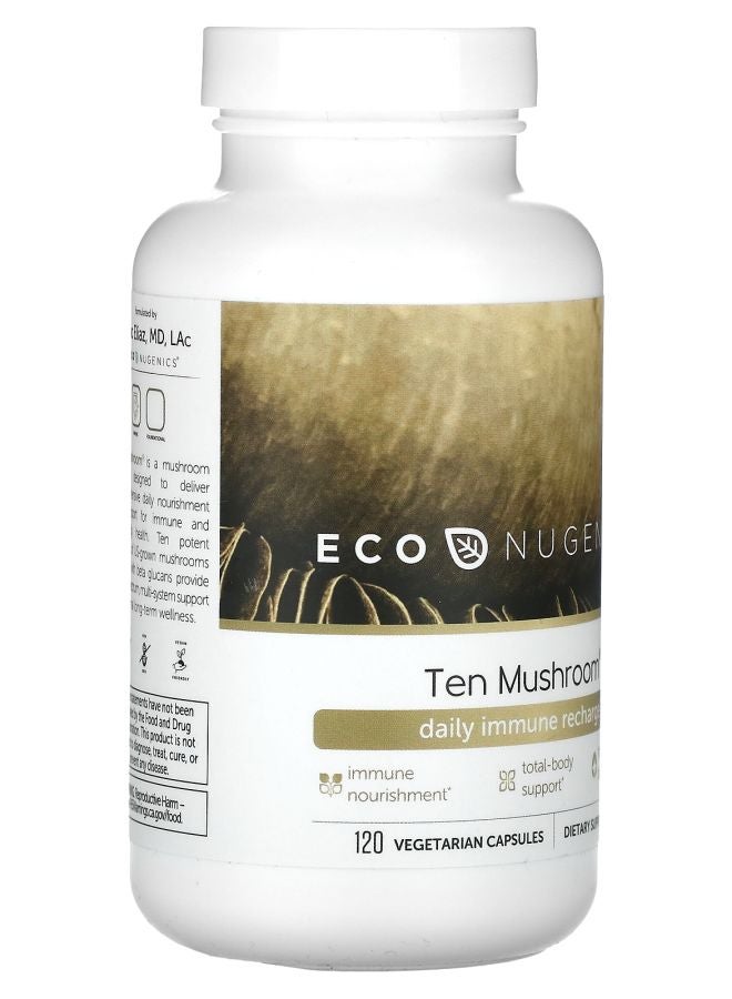 EcoNugenics Ten Mushroom 120 Vegetarian Capsules - Image 2