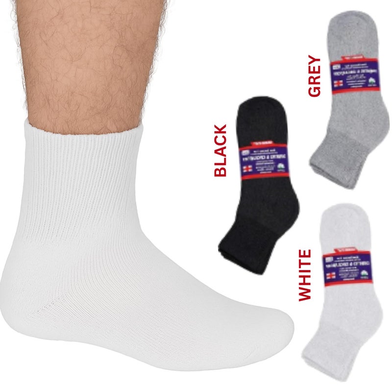 Diamond Star Diabetic Ankle Socks, Non-Binding Circulatory Doctor Approved Cushion Cotton Quarter Socks for Menâ€™s Womenâ€™s (3 Pack White, Big & Tall Men's 13-15 Shoe Size 9-14) - Image 2