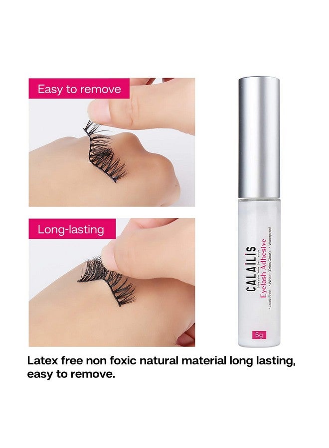 Calailis False Eyelash Glue, Lash Adhesive Super Strong Hold Waterproof Eyelashes Glue White 5G - Image 3