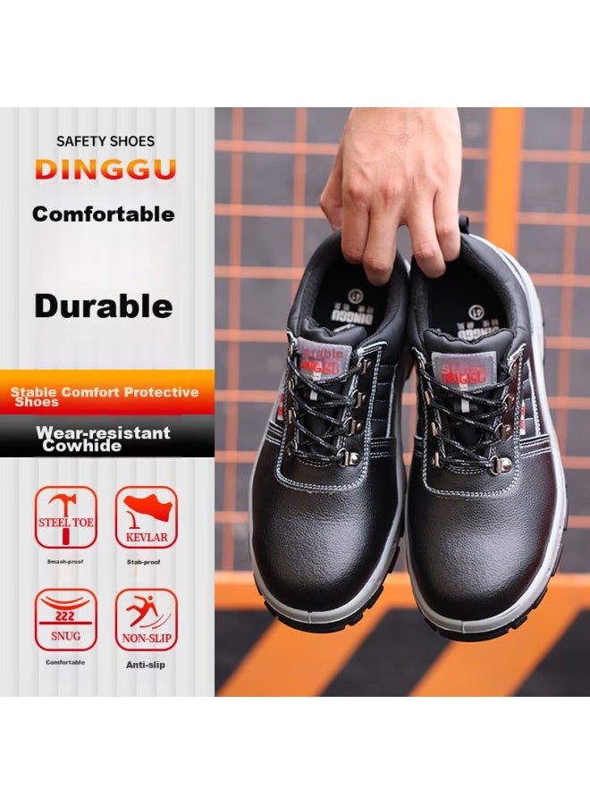 Dinggu Safety Shoes For Men, Steel Toe Cap, Puncture-Resistant, Cowhide, Wear-Resistant, Lightweight, Work Boots, 1125Heis44 - Image 5