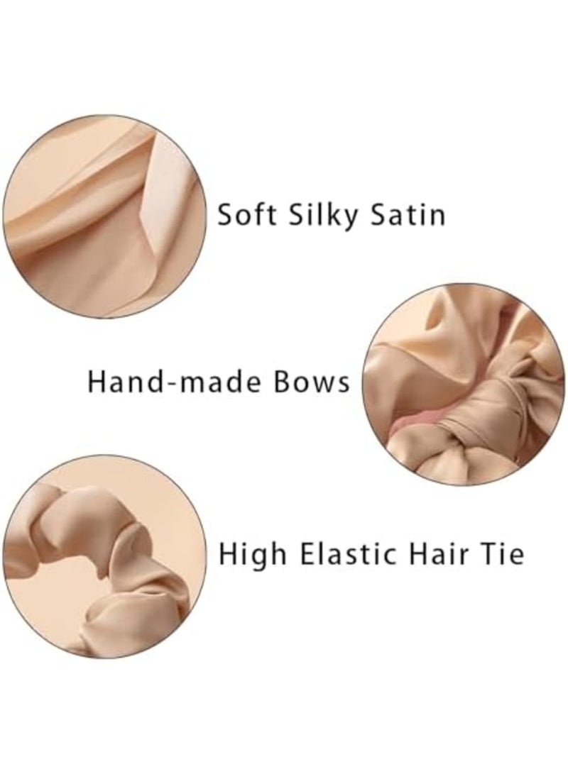 SYOSI 6 قطع أربطة شعر على شكل قوس من الساتان الحريري للنساء والفتيات، شريط شعر معقود، حوامل ذيل حصان مرنة، إكسسوارات شعر ناعمة من الساتان، هدية للحفلات والعطلات وأعياد الميلاد (متعددة الألوان) - Image 4