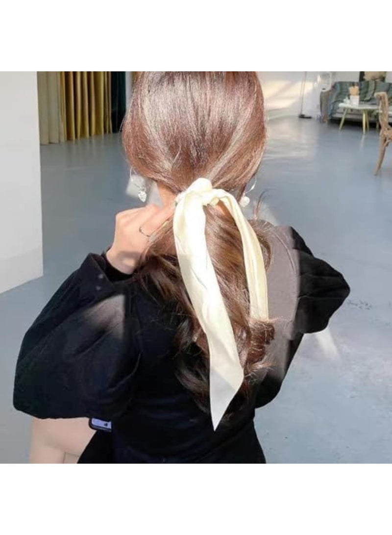 SYOSI 6 قطع أربطة شعر على شكل قوس من الساتان الحريري للنساء والفتيات، شريط شعر معقود، حوامل ذيل حصان مرنة، إكسسوارات شعر ناعمة من الساتان، هدية للحفلات والعطلات وأعياد الميلاد (متعددة الألوان) - Image 5