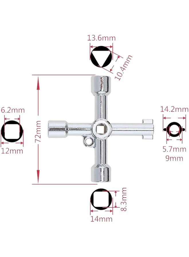 OriGlam 4 Way Key Multi Functional Utilities Key Plumbing Key Wrench Plumber Key Opening Key Tool For Electric Control Water Gas Meter Box Cupboard Cabinet Train - Image 3