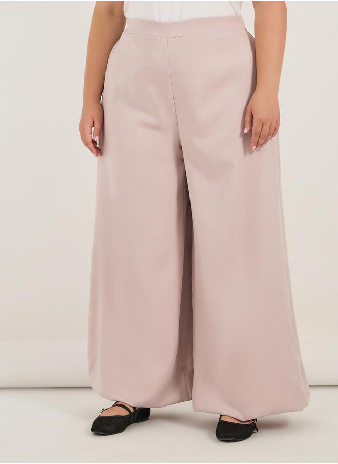 Styli Plus Size Solid High Rise Wide Leg Pants  - Image 2