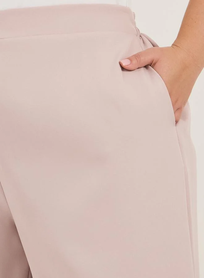 Styli Plus Size Solid High Rise Wide Leg Pants