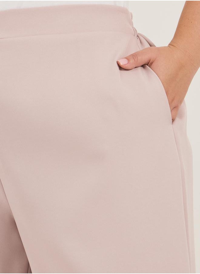 Styli Plus Size Solid High Rise Wide Leg Pants  - Image 3