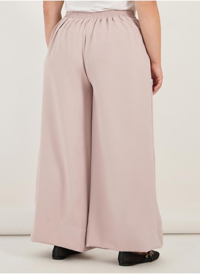 Styli Plus Size Solid High Rise Wide Leg Pants  - Image 4