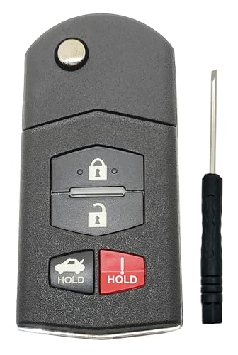 AYGUCEKE Replacement Flip Key Fob Case Cover fit for Mazda 3 5 6 RX8 CX5 CX7 CX9 Remote Key Fob Shell 4 Button - Image 1