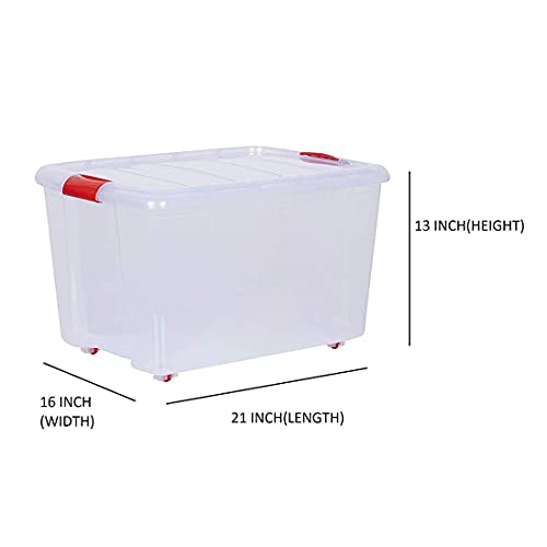 T TOPLINE Multipurpose Plastic Storage Container Box with Wheels 25 LTR (Clear, Transparent) (1 pcs) - Image 4