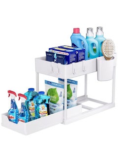 Arabest Under Sink Organizers and Storage Pull Out Sliding Drawer, 2 Tier Multi-purpose Kitchen Under the Sink Organizer Under Bathroom Sink Shelf Storage Rack for Countertop Laundry -White  - Image 1