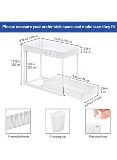 Arabest Under Sink Organizers and Storage Pull Out Sliding Drawer, 2 Tier Multi-purpose Kitchen Under the Sink Organizer Under Bathroom Sink Shelf Storage Rack for Countertop Laundry -White  - Image 4