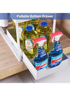 Arabest Under Sink Organizers and Storage Pull Out Sliding Drawer, 2 Tier Multi-purpose Kitchen Under the Sink Organizer Under Bathroom Sink Shelf Storage Rack for Countertop Laundry -White  - Image 3