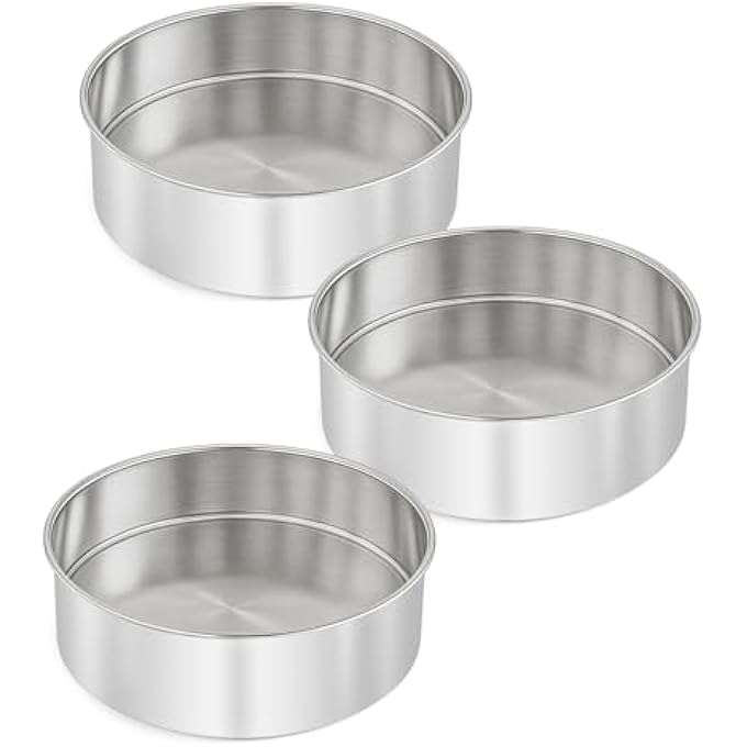 tutikuki 6 Inch Cake Pan  3PCS Stainless Steel Smash Cake Baking Pans Tins Round Bakeware for Party Birthday Wedding Mirror Finish  Dishwasher Safe - Image 1