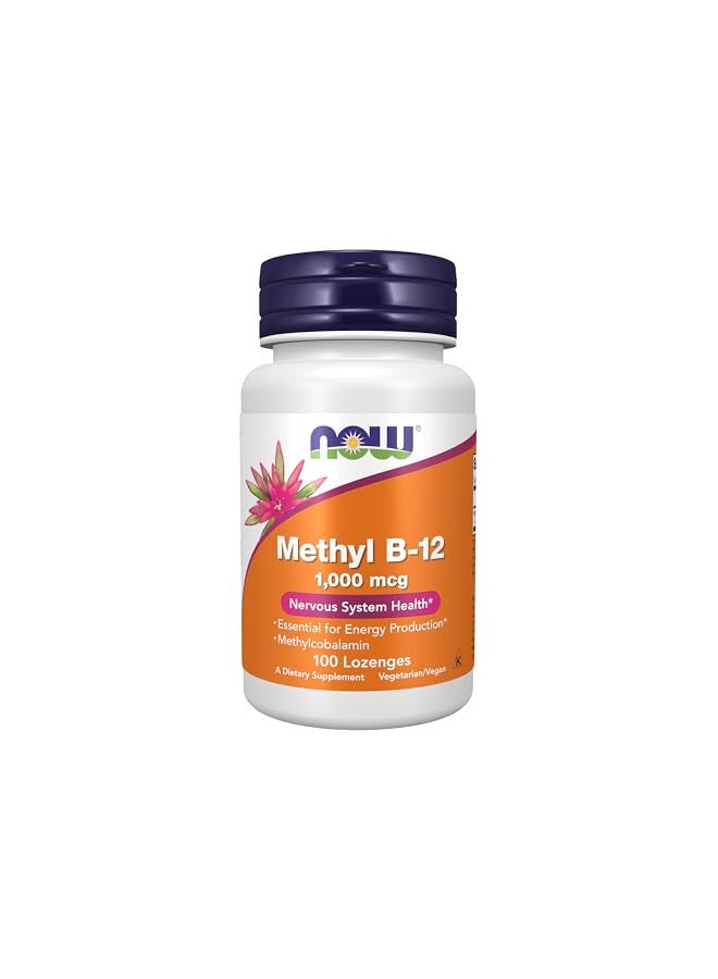 NOW Supplements, Methyl B-12 (Methylcobalamin) 1,000 mcg, Nervous System Health, 100 Lozenges - Image 1