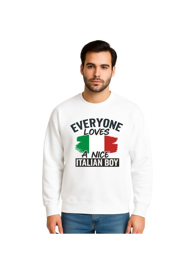 PRINTSHOP4ME Italy Men’s Sweatshirt Long Sleeve Cotton Pullover Everyone Loves A Nice Italian Boy Printed Casual Travel Outdoor Wear  - Image 1