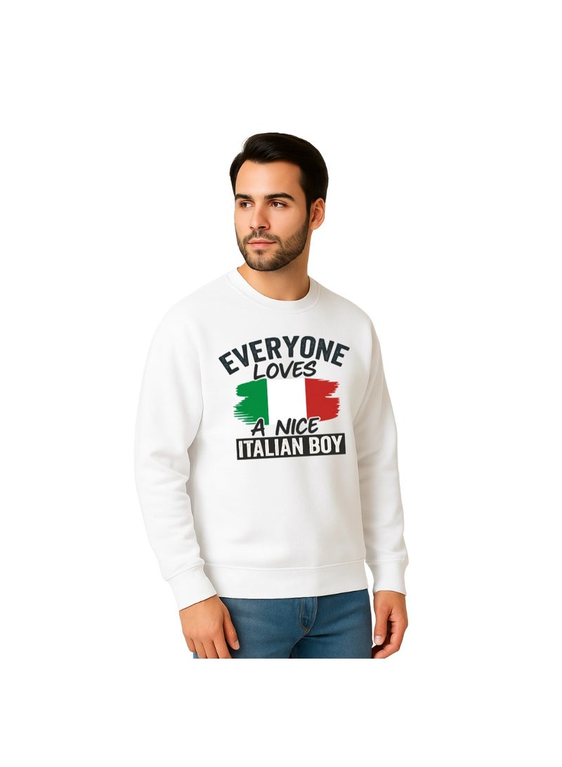 PRINTSHOP4ME Italy Men’s Sweatshirt Long Sleeve Cotton Pullover Everyone Loves A Nice Italian Boy Printed Casual Travel Outdoor Wear  - Image 2