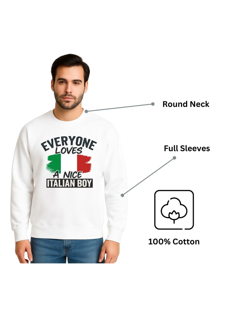 PRINTSHOP4ME Italy Men’s Sweatshirt Long Sleeve Cotton Pullover Everyone Loves A Nice Italian Boy Printed Casual Travel Outdoor Wear  - Image 5