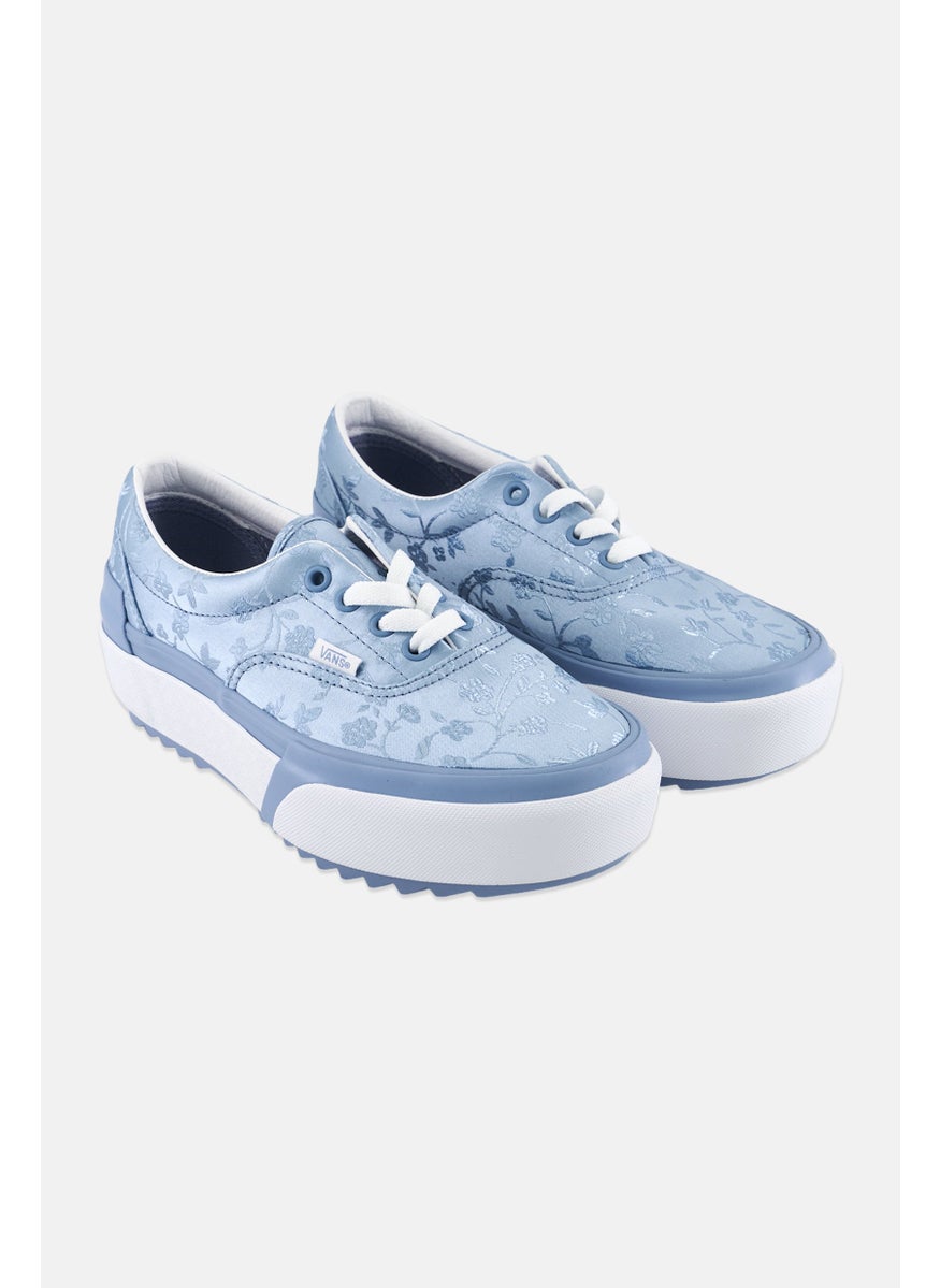 VANS - Women Era Stacked Floral Skate Shoes, Light Blue - Image 1