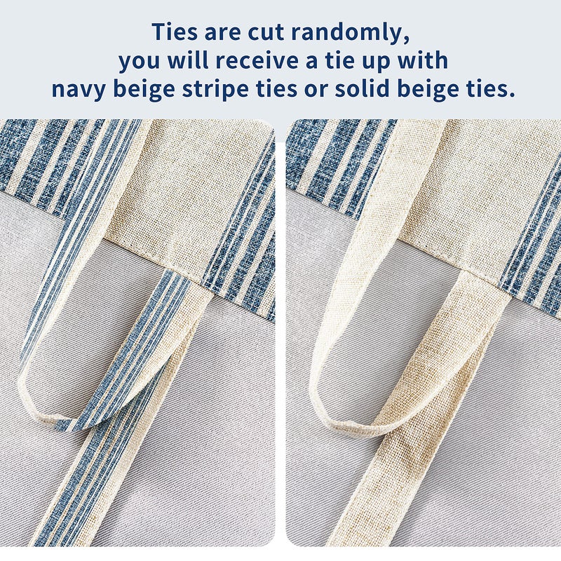 DriftAway DriftAway Chris Double Layer Linen Blackout Tie Up Curtains Thermal Insulated Fully Lined Vertical Striped Balloon Roman Shade Bathroom Window Adjustable Rod Pocket 45 Inch by 63 Inch Jean Navy  - Image 2
