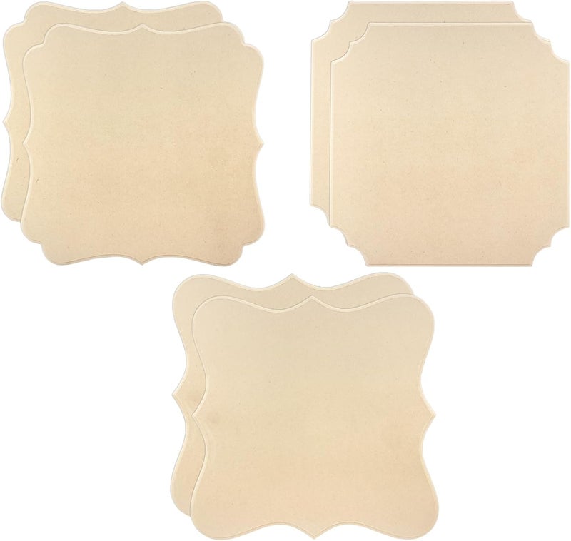 كريجوجوا 6 قطع لوحات خشبية غير منتهية 12"x12" - 0.25 بوصة سمك خشب MDF مشطوف للحرف DIY المحروقة