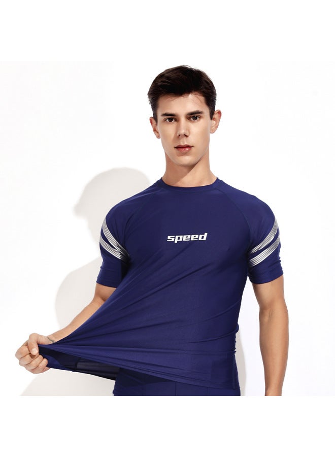 Loquat Swimwear Men's Suit Anti-embarrassment Large Size Professional Swimming Trunks Adult Sunscreen Hot Spring Full Body Men's Swimwear Equipment-Color:62212 Top-  - Image 1