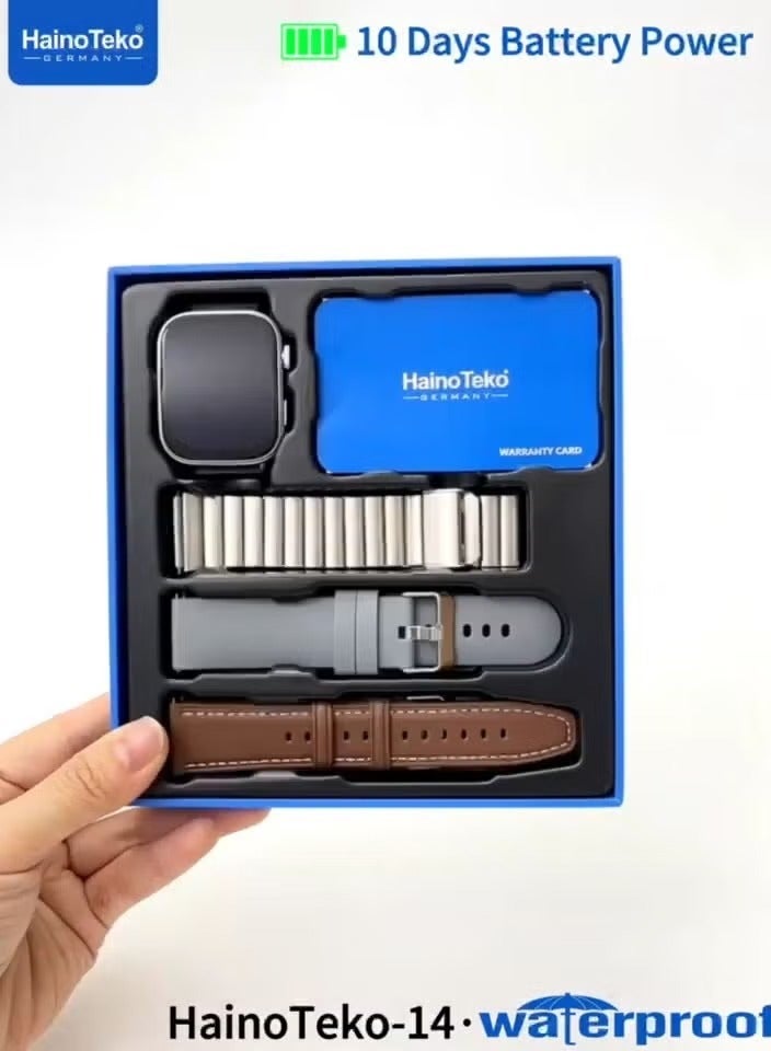 Haino Teko-14 AMOLED Smartwatch for Men & Women with 10-Day Battery, Waterproof Design, 3 Interchangeable Straps & Charging Cable – Elegant Fitness Watch (Silver) - Image 4