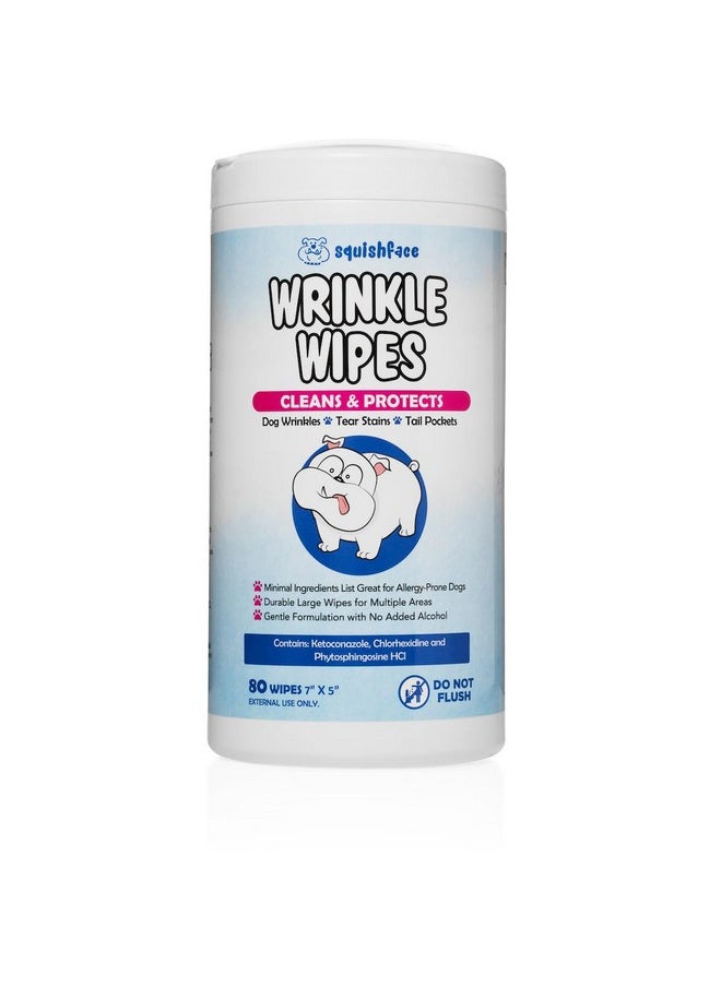 Squishface - Wrinkle Wipes  5”X7” Large Dog Wipes  Deodorizing, Tear Stain Remover  Great For English Bulldog, Pugs, Frenchie, Bulldogs, French Bulldogs & Any Breed! (80 Count) - Image 1