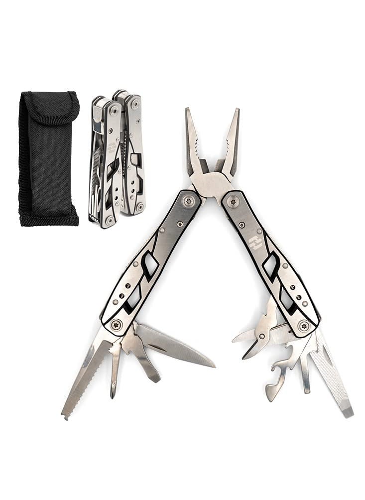 Hayvenhurst Multitool Plier - 12 In 1 Stainless Steel Pocket Multi Tool With Durable Sheath For Camping, Survival Gear - Safety Locking Camping Accessories With Cutter, Bottle Opener, Screwdriver by Hayvenhurst  - Image 1