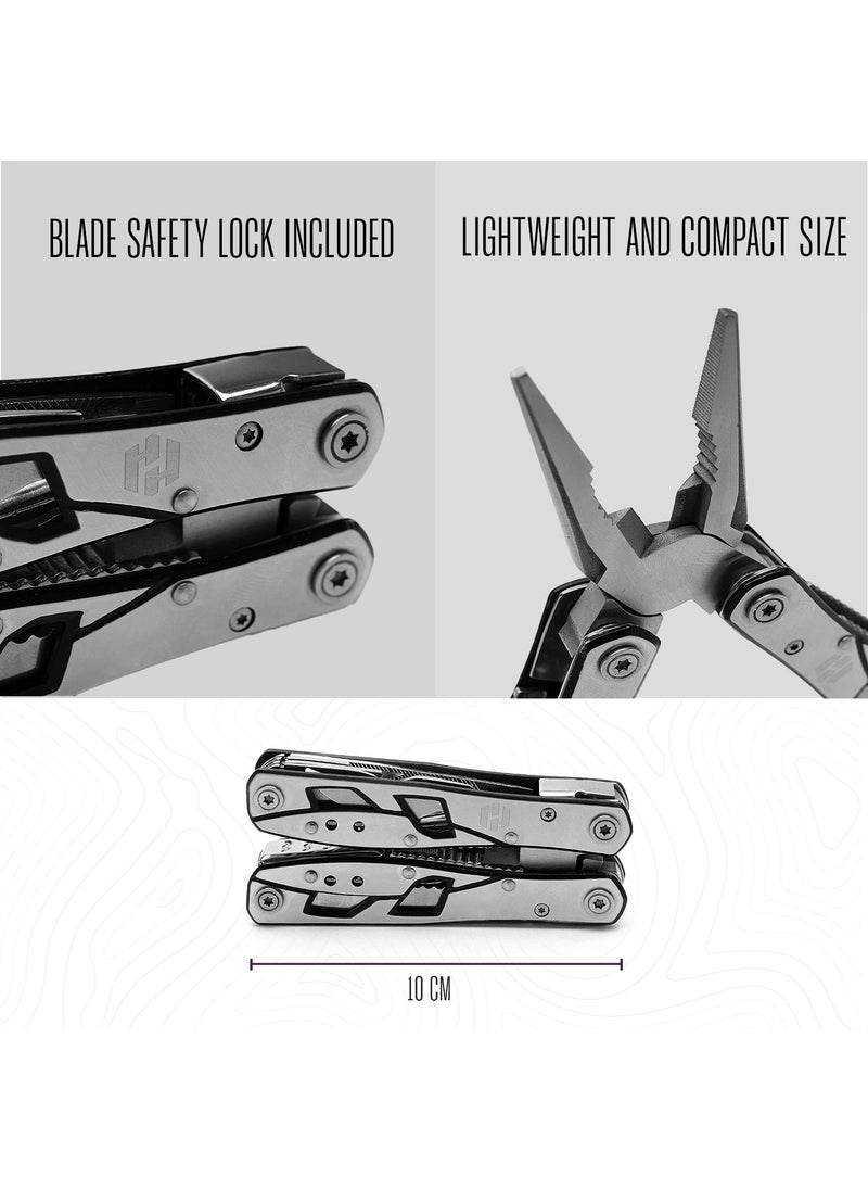 Hayvenhurst Multitool Plier - 12 In 1 Stainless Steel Pocket Multi Tool With Durable Sheath For Camping, Survival Gear - Safety Locking Camping Accessories With Cutter, Bottle Opener, Screwdriver by Hayvenhurst  - Image 5