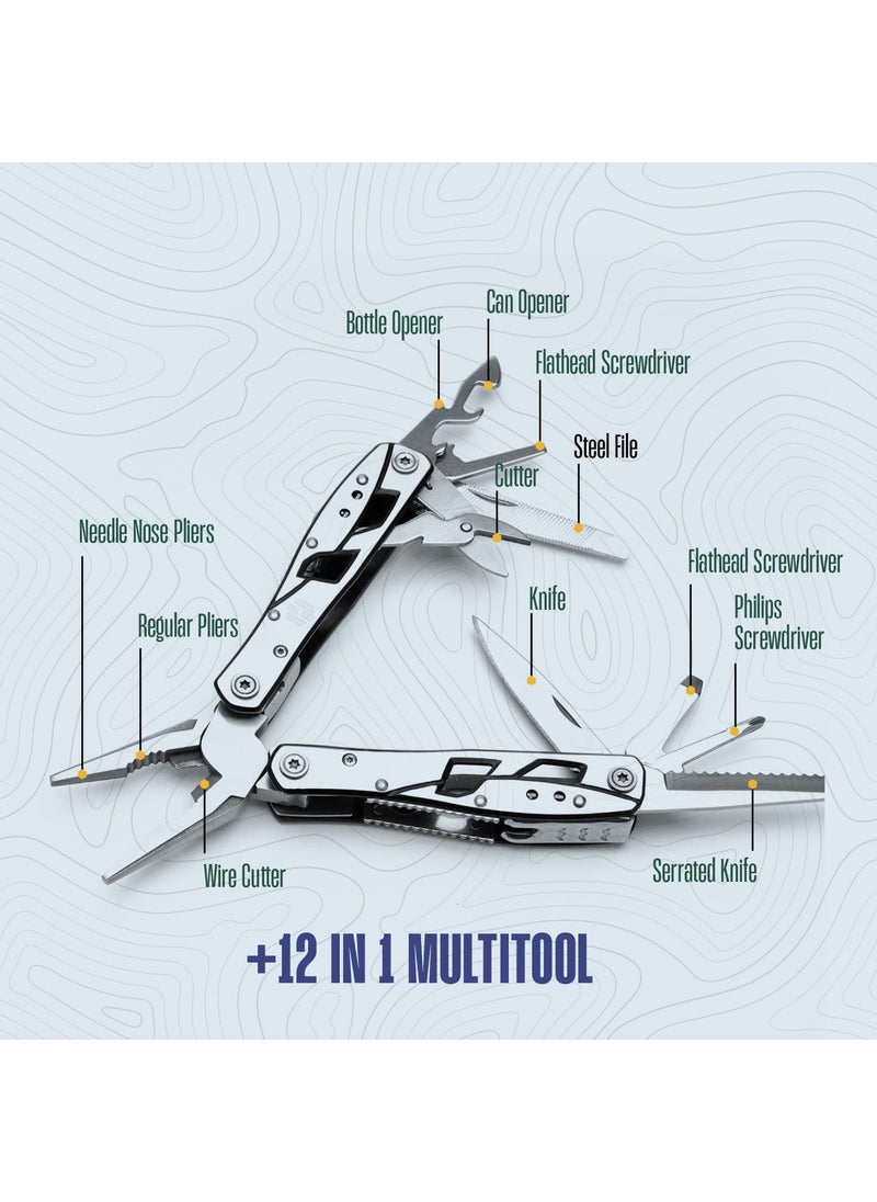 Hayvenhurst Multitool Plier - 12 In 1 Stainless Steel Pocket Multi Tool With Durable Sheath For Camping, Survival Gear - Safety Locking Camping Accessories With Cutter, Bottle Opener, Screwdriver by Hayvenhurst  - Image 2