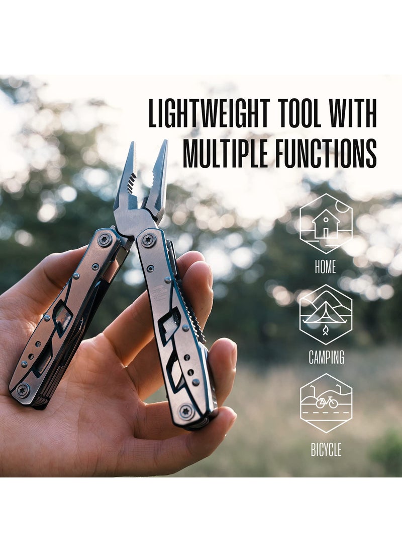 Hayvenhurst Multitool Plier - 12 In 1 Stainless Steel Pocket Multi Tool With Durable Sheath For Camping, Survival Gear - Safety Locking Camping Accessories With Cutter, Bottle Opener, Screwdriver by Hayvenhurst  - Image 3