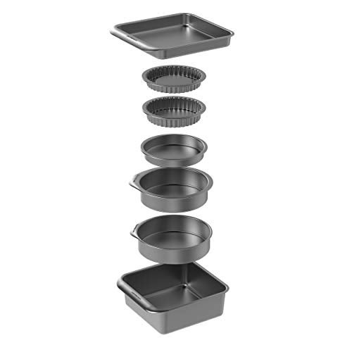 Master Class MasterClass Premium Smart Space Bakeware Set 7-Piece | Non-Stick, Stackable | Roasting Tin, Cake Tins, Sandwich Pan, Flan/Quiche Dishes & Brownie Tray | Gift Boxed - Image 1
