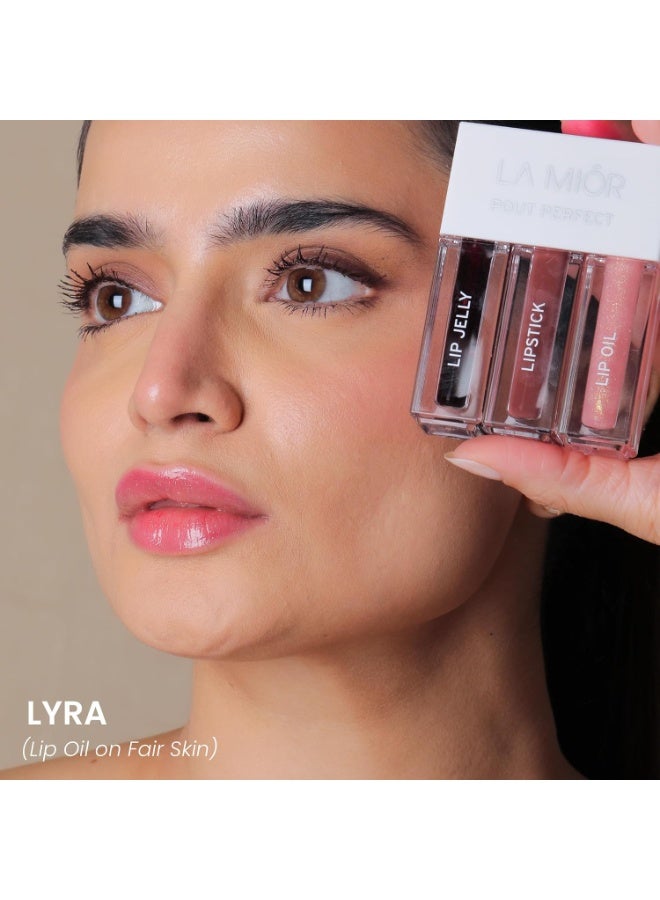 LAMIOR Pout Perfect 3-in-1 Lip Kit - Long Lasting, Hydrating Lip Stain Hydra Matte Liquid Lipstick for Glossy Lips Oil, Peptide Care Travel Kit with Nourishing Ceramides & Noni, (British Winter) - Image 2
