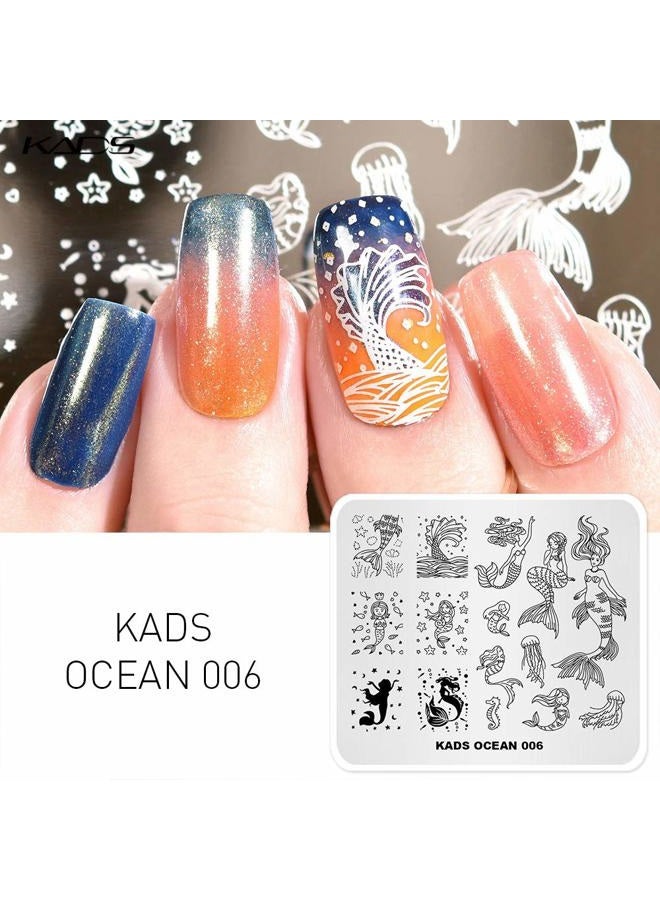 KADS 5Pcs Nail Stamp Plates set Nails Art Stamping Plate Set Nail plate Template Image Plate Ocean Series - Image 4
