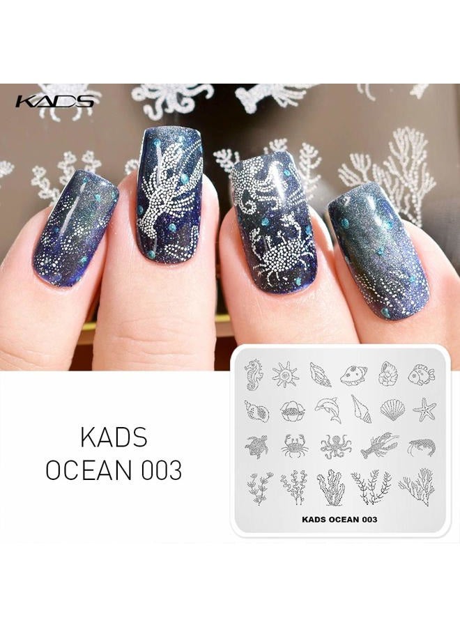 KADS 5Pcs Nail Stamp Plates set Nails Art Stamping Plate Set Nail plate Template Image Plate Ocean Series - Image 2