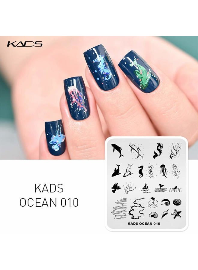 KADS 5Pcs Nail Stamp Plates set Nails Art Stamping Plate Set Nail plate Template Image Plate Ocean Series - Image 5