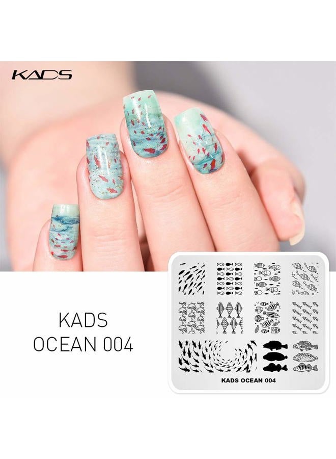 KADS 5Pcs Nail Stamp Plates set Nails Art Stamping Plate Set Nail plate Template Image Plate Ocean Series - Image 3