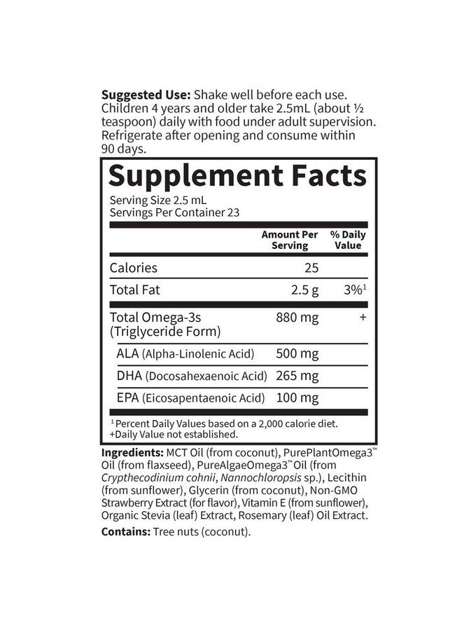 Garden of Life Plant Omega-3 Ala, Dha & Epa Supplement for Children -Liquid, Strawberry - Vegan Brain & Eye Support for Kids, Sugar Free & Non-GMO - 2 Fl Oz - Image 5