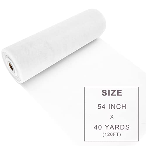 Ableme Deco White Tulle Fabric Roll Spool Bolt (54 Inch by 40 Yards) Large Tulle Wedding Party Decoration, Tutu Skirt, Table Runner, Gift Wrapping, Bridal Shower, Soft & Drape (White) - Image 3