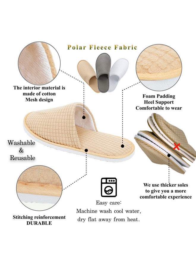 OSTADARRA 6 Pairs Spa Slippers, Non Slip Disposable Slippers For Guest, Washable Reusable, Which Can Be Used As Women Men, House, Indoor, Bathroom, Bedroom, Hotel, Bride Slippers (2 sizes) - Image 1